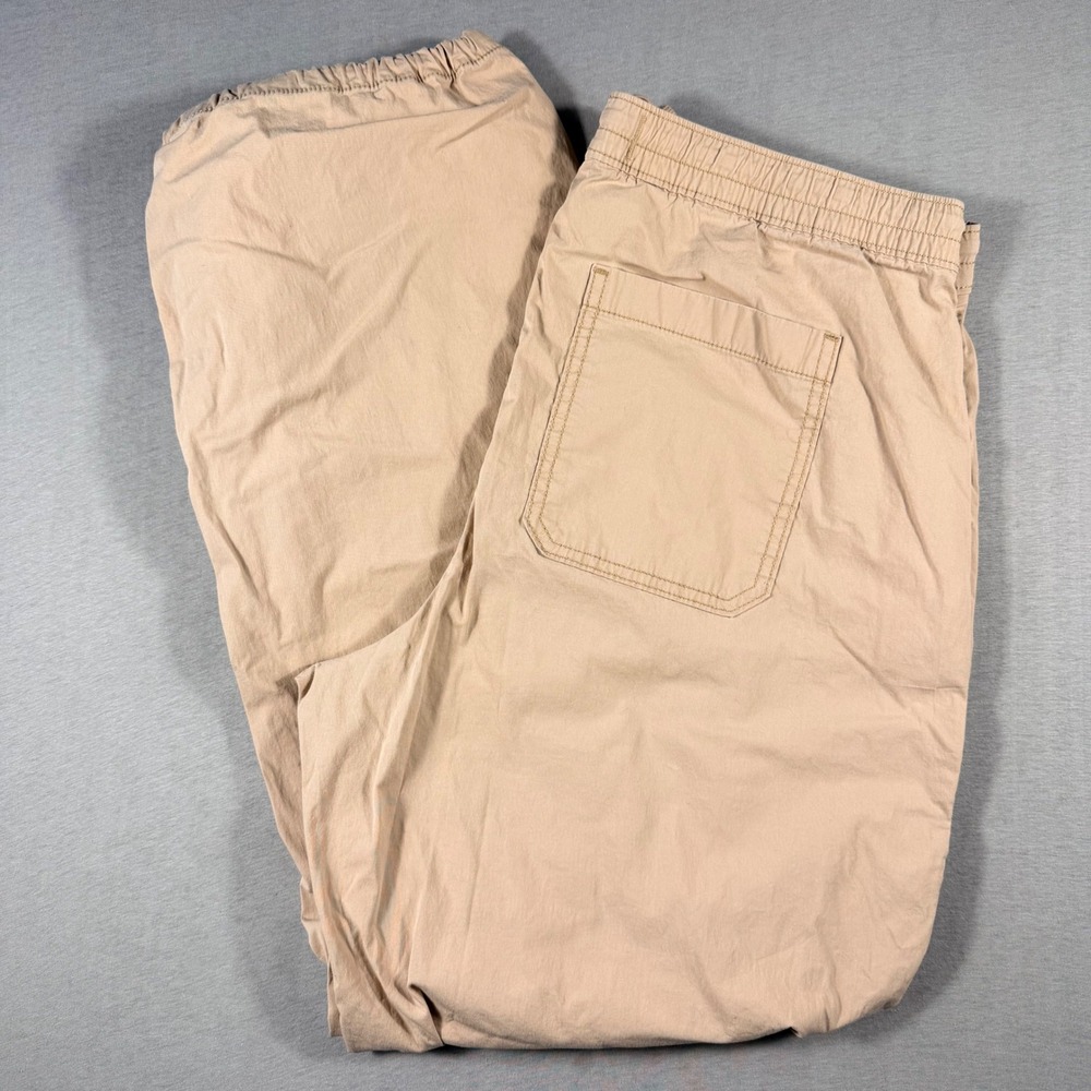 Hollister Ultra High Rise Baggy Pants Tan Khaki Joggers Womens Large Drawstring